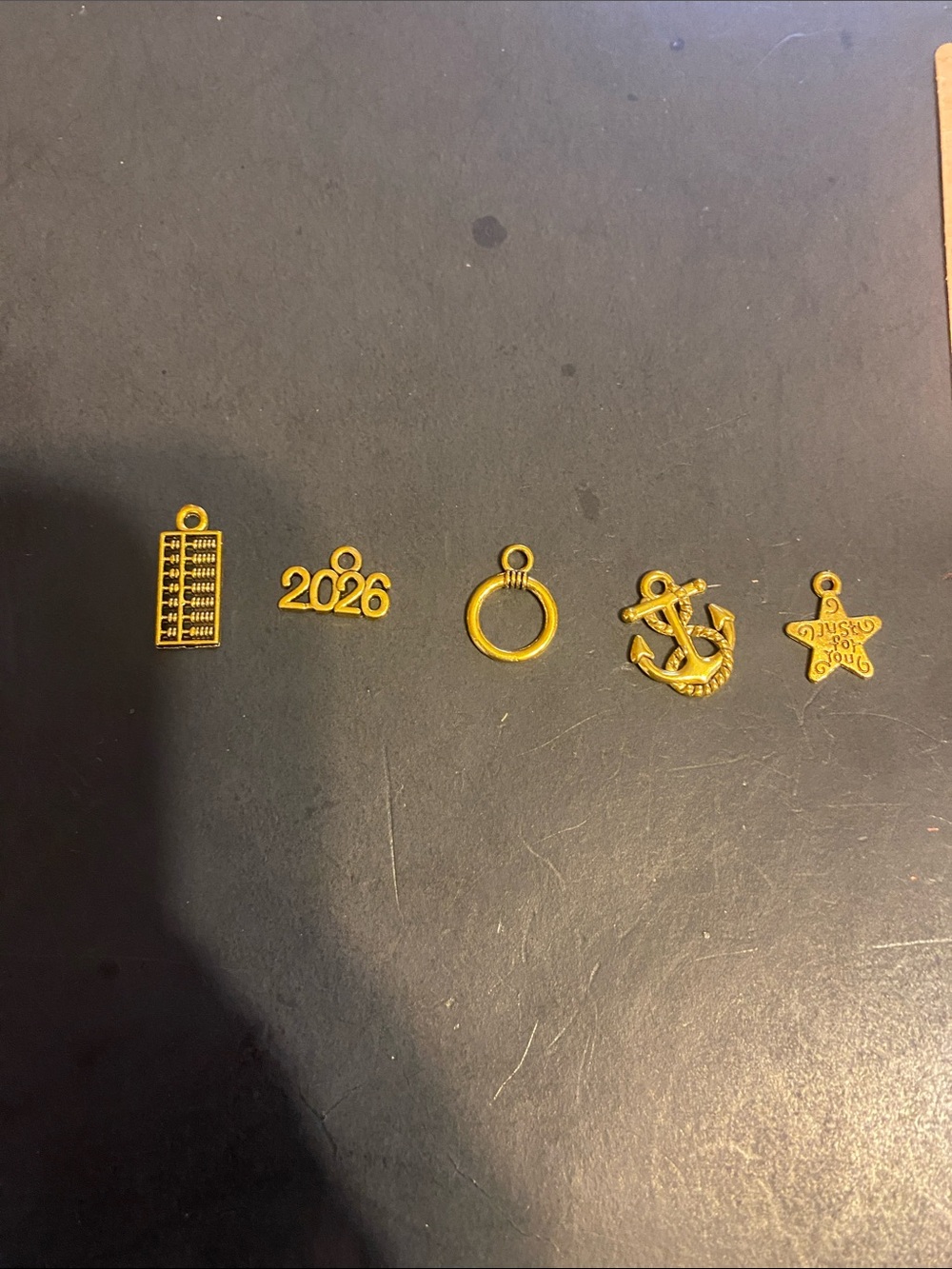 Gold Charm Set - Anchor, 2026, Ring, Star & Abacus